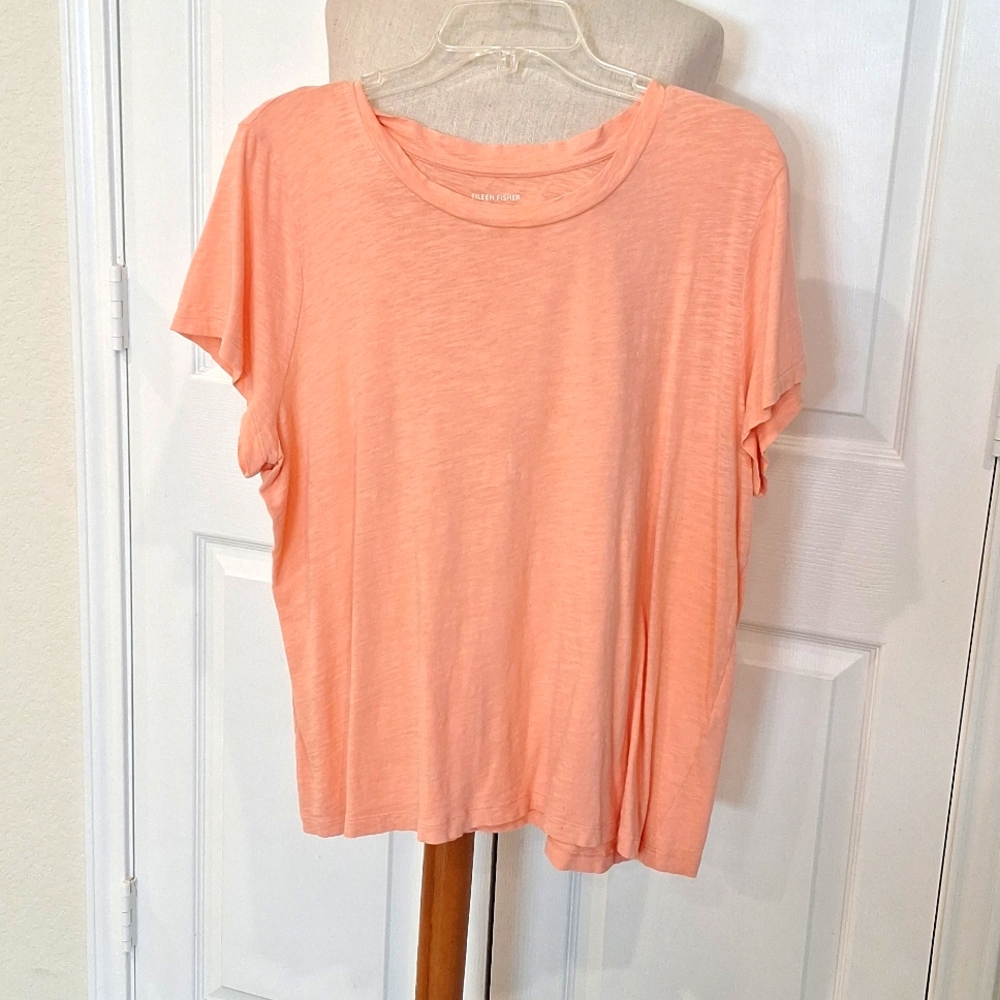 Eileen Fisher Woman's Tangerine Color Short Sleeve t-shirt